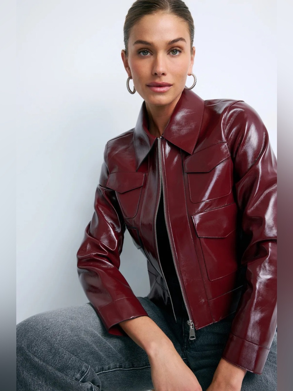 *Flawed RTR Ronny Kobo Patent Faux Leather Jacket (0410)